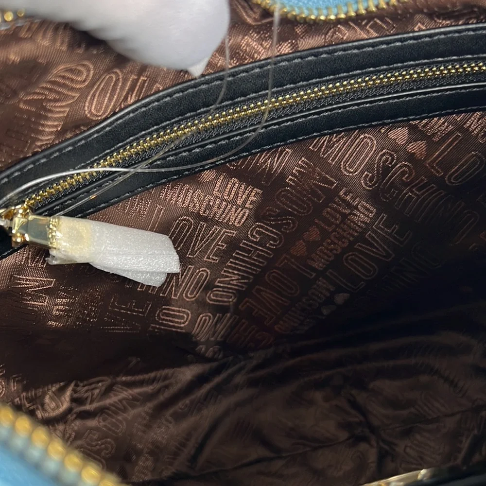 Love Moschino Quilted Logo Hobo Bag Blue